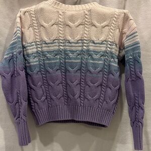 Design History Ombre Cable Knit Sweater - Cream, Blue, Purple